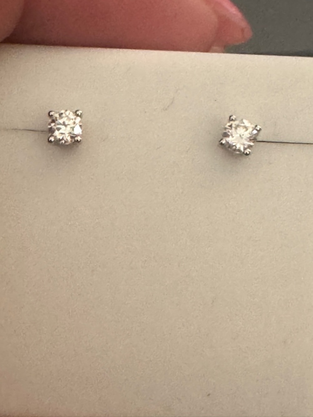 White Moissanite Round Prong Stud Earrings in Silver-Tone - $100 Retail
